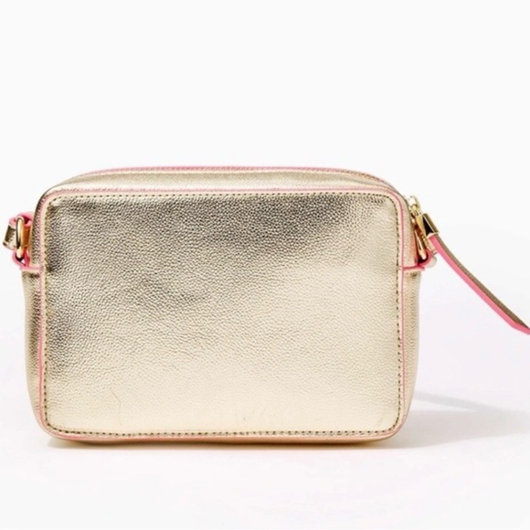 💝 NWT Lilly Pulitzer Lilias Crossbody Purse Gold and Pink - Picture 2 of 10